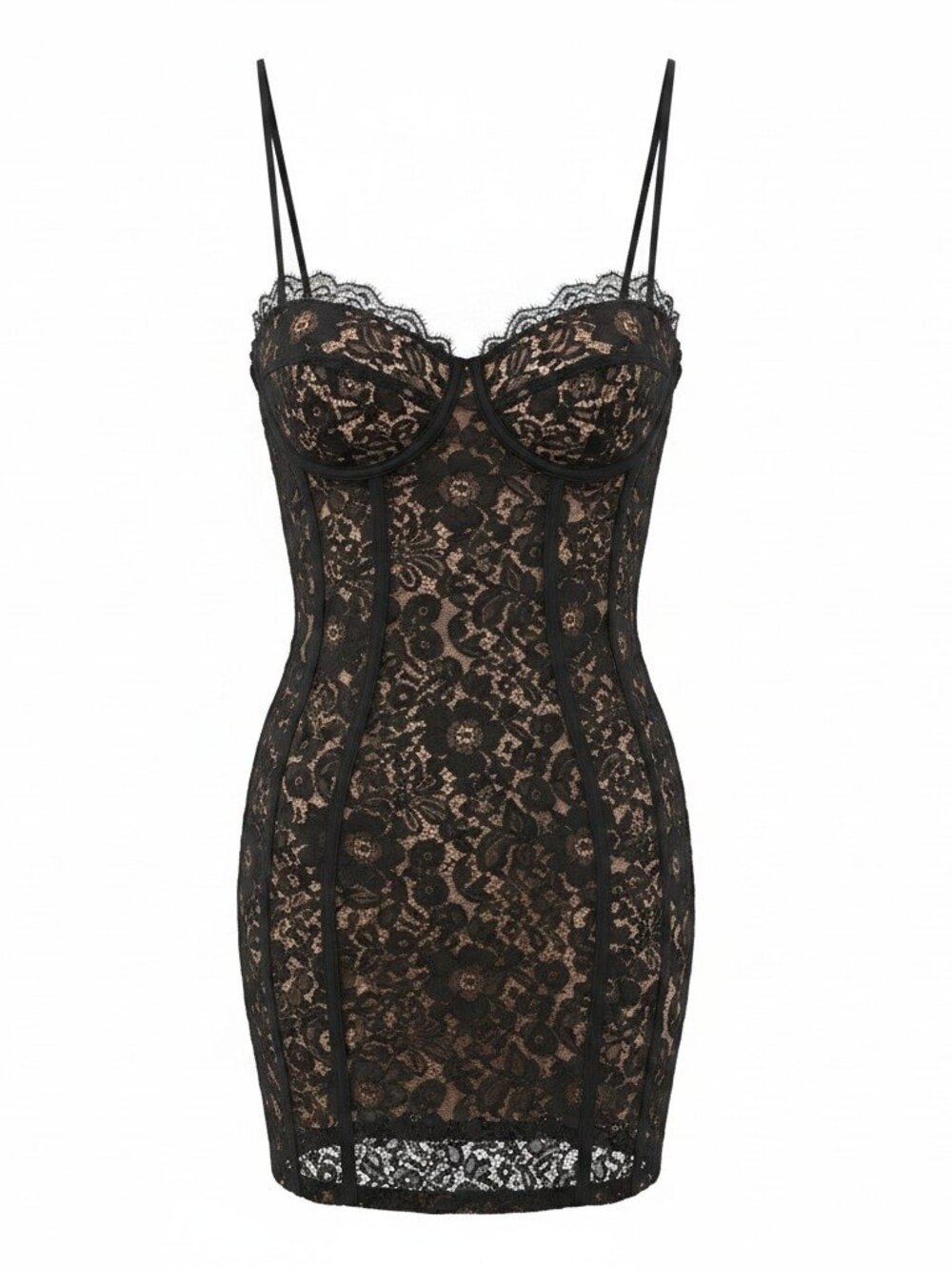 Black Lace Corset Bustier Mini Dress Bodycon Coquette Party Date Night Large